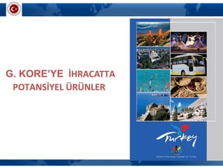 G. KORE’YE İHRACATTA
POTANSİYEL ÜRÜNLER
 