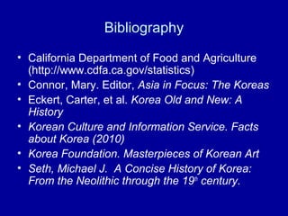 Bibliography
• California Department of Food and Agriculture
(http://www.cdfa.ca.gov/statistics)
• Connor, Mary. Editor, A...