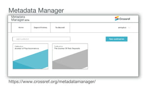 https://www.crossref.org/metadatamanager/
Metadata Manager
 