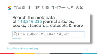 양질의 메타데이터를 기탁하는 것이 중요
http://search.crossref.org
 