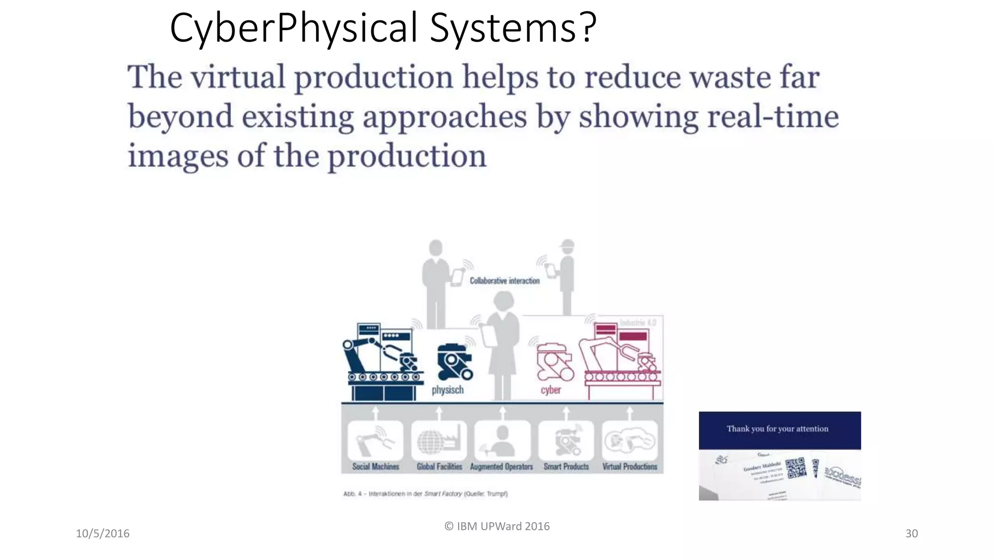 CyberPhysical Systems?
10/5/2016
© IBM UPWard 2016
30
 