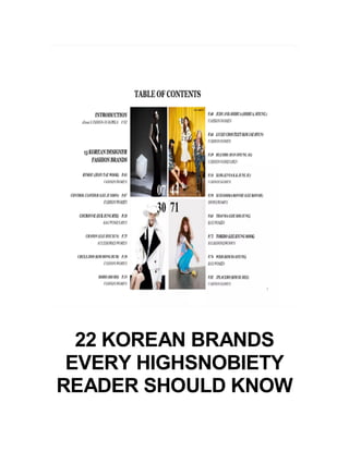 22 KOREAN BRANDS
EVERY HIGHSNOBIETY
READER SHOULD KNOW
 