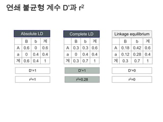 유전계승양식의 가정（1）우성（2）열성（3）유전자형(4) Risk allele의 수(5)allele의 수