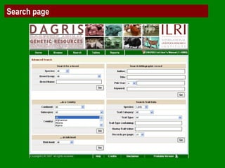 Delivering systematic information on indigenous farm animal genetic resources  of  developing countries: The concept of Country DAGRIS
