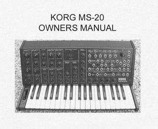 Korg ms 20 owners manual