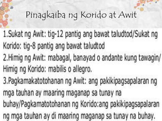 Pinagkaiba ng Korido at Awit
 