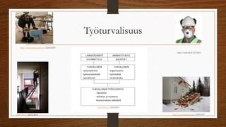 Työturvalisuus
http://www.talorakentaja.fi 22.05.2015
http://www.ttk.fi/22.5.2015
www.raxa.fi 22.05.2015
http://www.riemurasia.net 22.05.2015
www.theseus.fi 22.05.2015
 