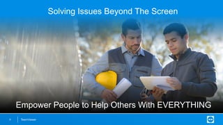 TeamViewer9
Empower People to Help Others With EVERYTHING
Solving Issues Beyond The Screen