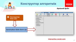 Конструктор алгоритмів
27
konstryktor-blok-shem.zip
interactive.ranok.com
Архівний файл
 