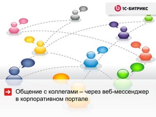 Общение с коллегами – через веб-мессенджер
в корпоративном портале
 