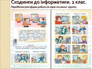 Сходинки до інформатики. 2 клас.Сходинки до інформатики. 2 клас.
Передбачені різні форми роботи (в парах та малих групах) .Передбачені різні форми роботи (в парах та малих групах) .
 