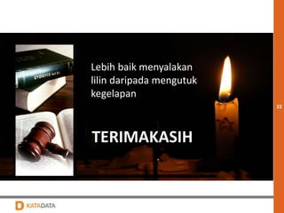 22 
Lebih baik menyalakan 
lilin daripada mengutuk 
kegelapan 
TERIMAKASIH 
