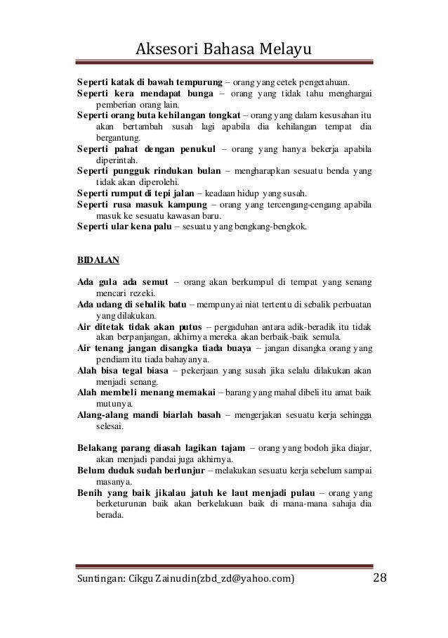 Kosa Kata Dan Ungkapan Menarik Bahasa Melayu SPM