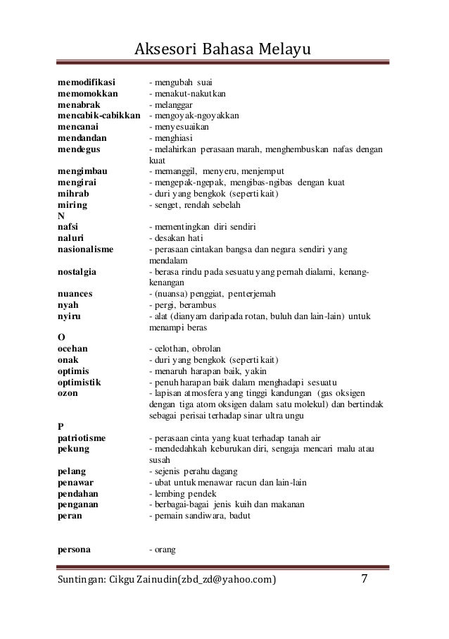Kosa Kata Dan Ungkapan Menarik Bahasa Melayu SPM