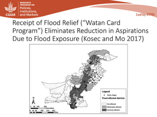 Receipt of Flood Relief (“Watan Card
Program”) Eliminates Reduction in Aspirations
Due to Flood Exposure (Kosec and Mo 2017)
 