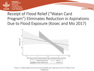 Receipt of Flood Relief (“Watan Card
Program”) Eliminates Reduction in Aspirations
Due to Flood Exposure (Kosec and Mo 2017)
 