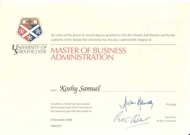 founded in 1947 strathclyde business school sbs is an mba degree certificate sample