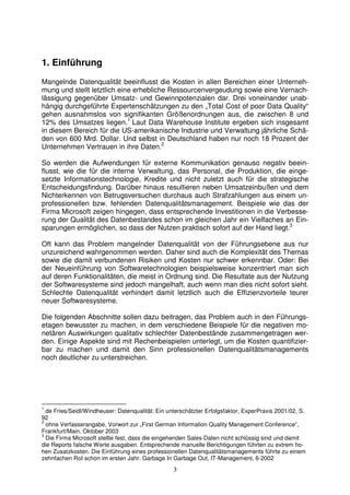 Kostenaspekte mangelnder Datenqualität