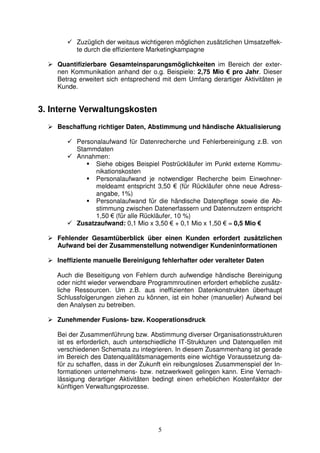 Kostenaspekte mangelnder Datenqualität