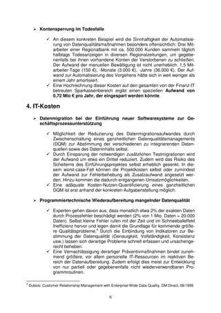 Kostenaspekte mangelnder Datenqualität