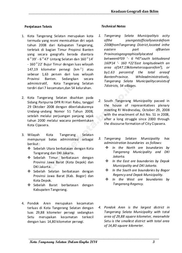 Kota Tangerang Selatan Dalam Angka 2014