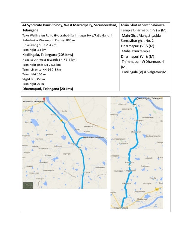 Hyderabad To Dharmapuri Telangana Route Map Koti Linga Dharmapuri Route