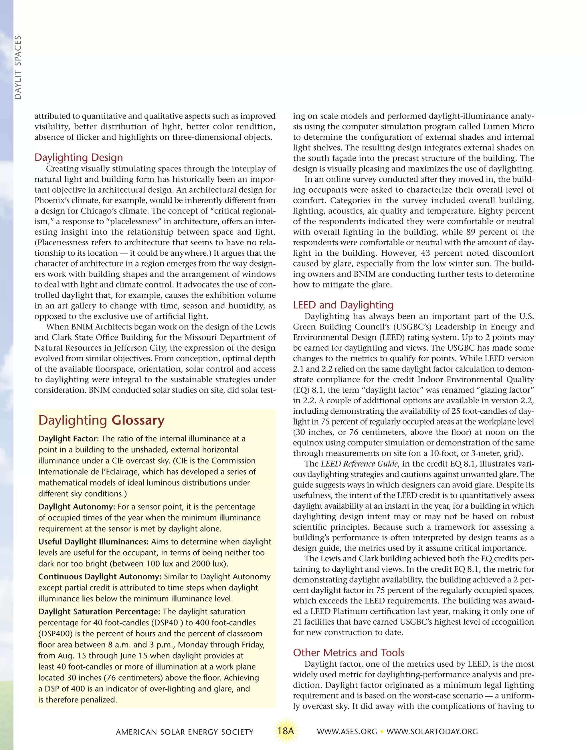 Daylit Spaces, Productive Places