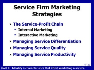 Service Firm Marketing Strategies <ul><li>The Service-Profit Chain </li></ul><ul><ul><li>Internal Marketing </li></ul></ul...
