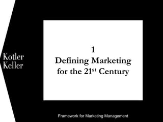 Framework for Marketing Management
1
Defining Marketing
for the 21st Century
1
 