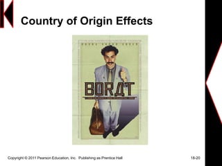 Country of Origin Effects
Copyright © 2011 Pearson Education, Inc. Publishing as Prentice Hall 18-20
 