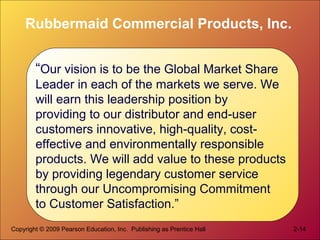 Copyright © 2009 Pearson Education, Inc. Publishing as Prentice Hall 2-14
Rubbermaid Commercial Products, Inc.
“Our vision...