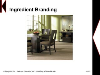 Ingredient Branding
Copyright © 2011 Pearson Education, Inc. Publishing as Prentice Hall 12-20
 