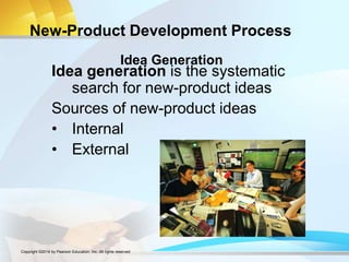 New-Product Development Process
Idea generation is the systematic
search for new-product ideas
Sources of new-product ideas
• Internal
• External
Idea Generation
Copyright ©2014 by Pearson Education, Inc. All rights reserved
 