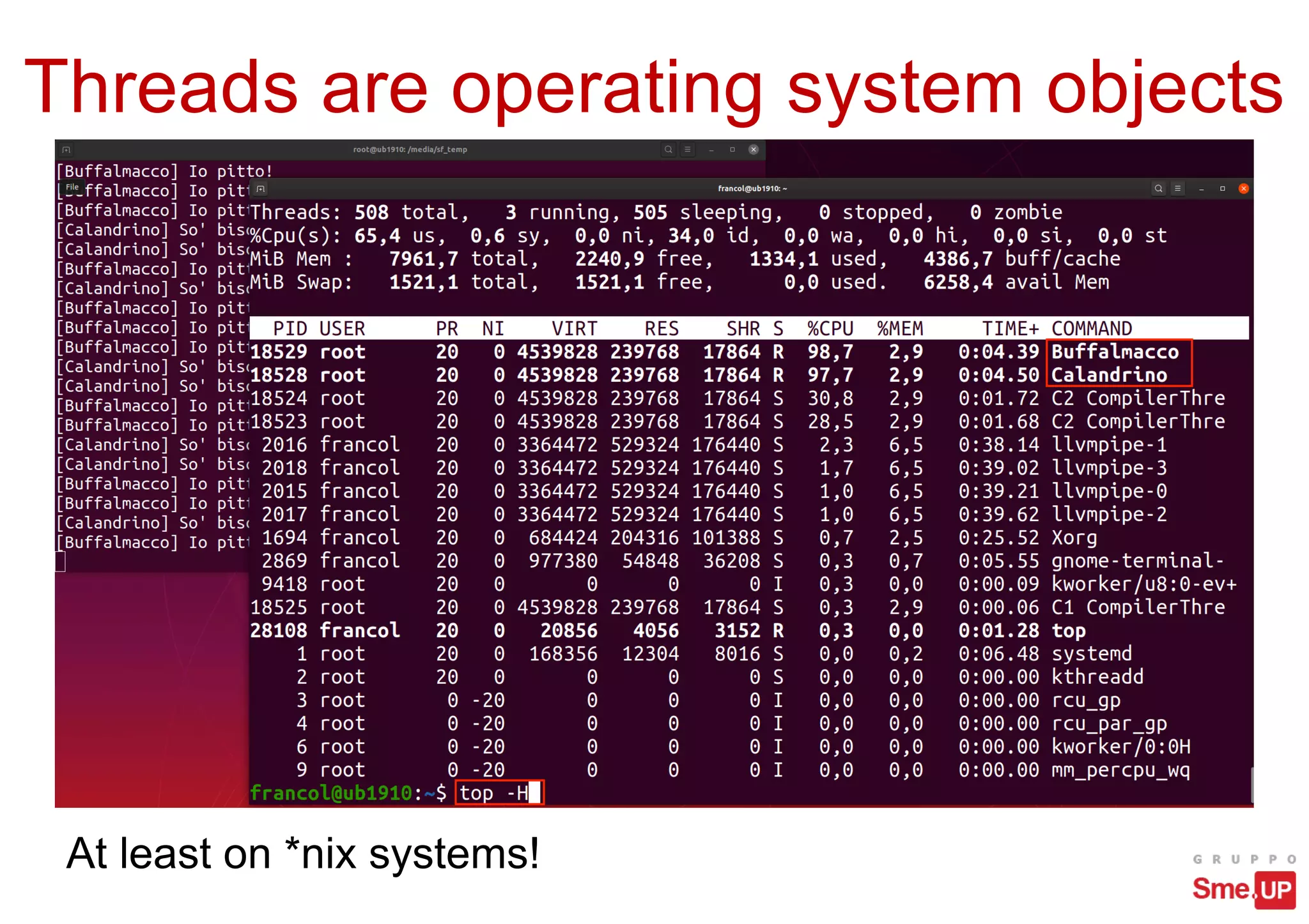 Threads are operating system objects
At least on *nix systems!
 
