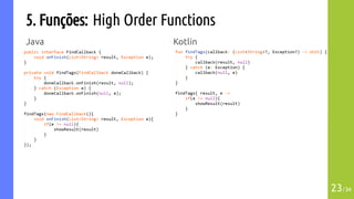 5. Funções: High Order Functions
Java
23/34
Kotlin
 