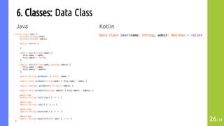 6. Classes: Data Class
Java
26/34
Kotlin
 