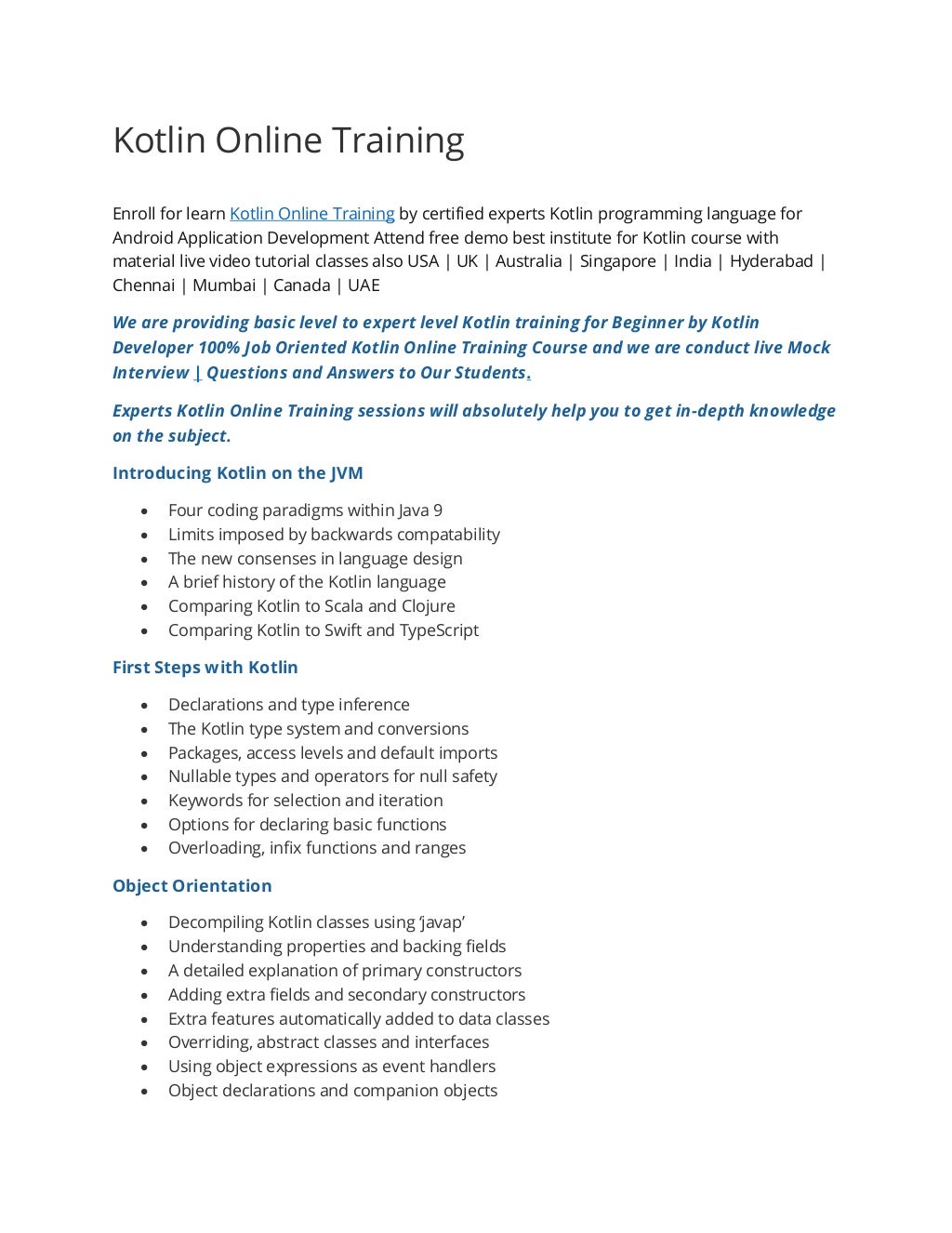 Kotlin online training pdf