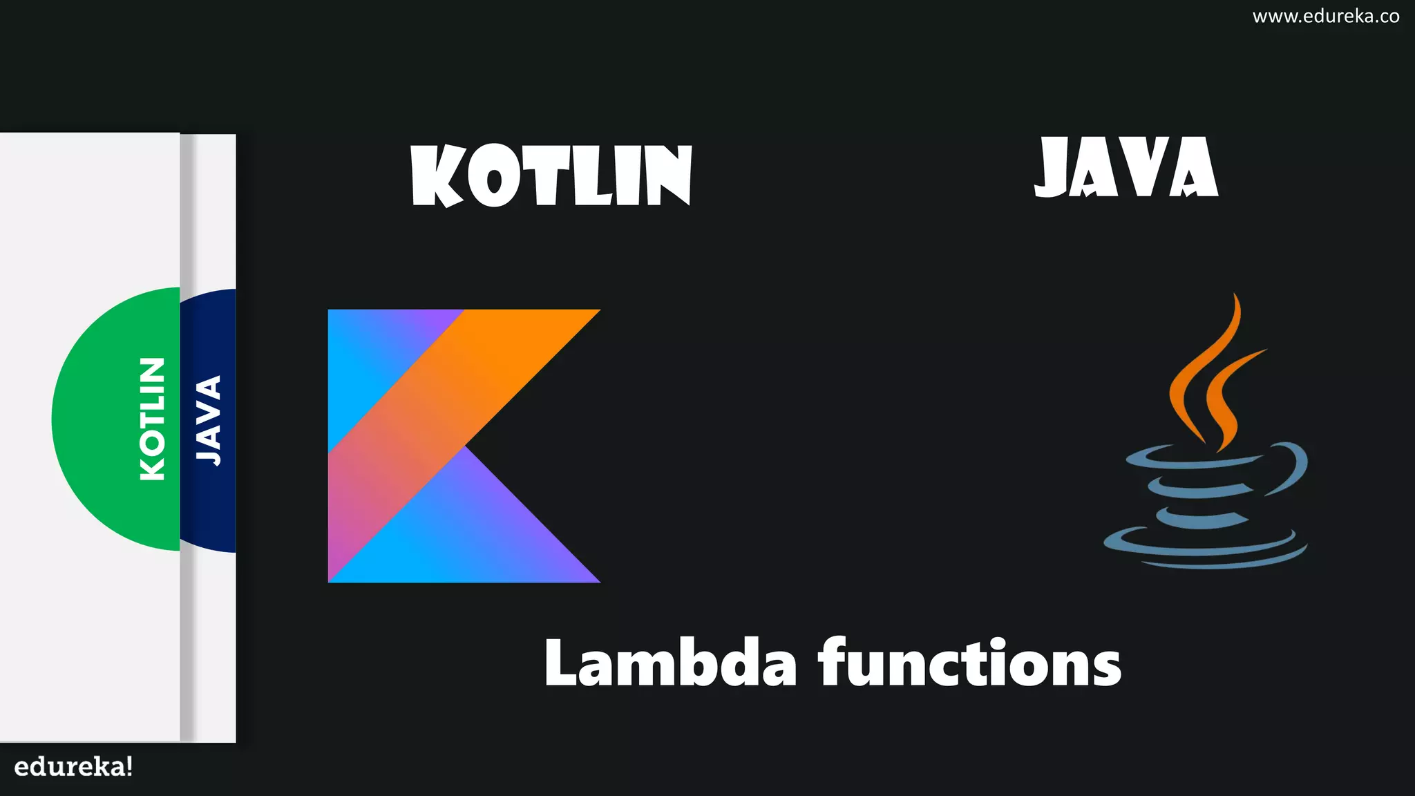 JAVA
KOTLIN
Lambda functions
JAVAKOTLIN
www.edureka.co
 