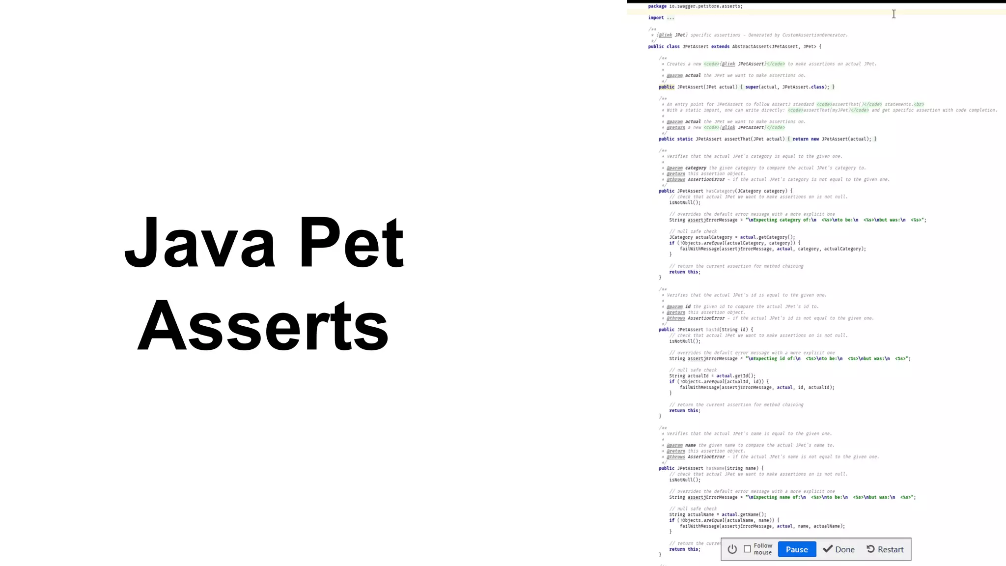 Java Pet Asserts 
