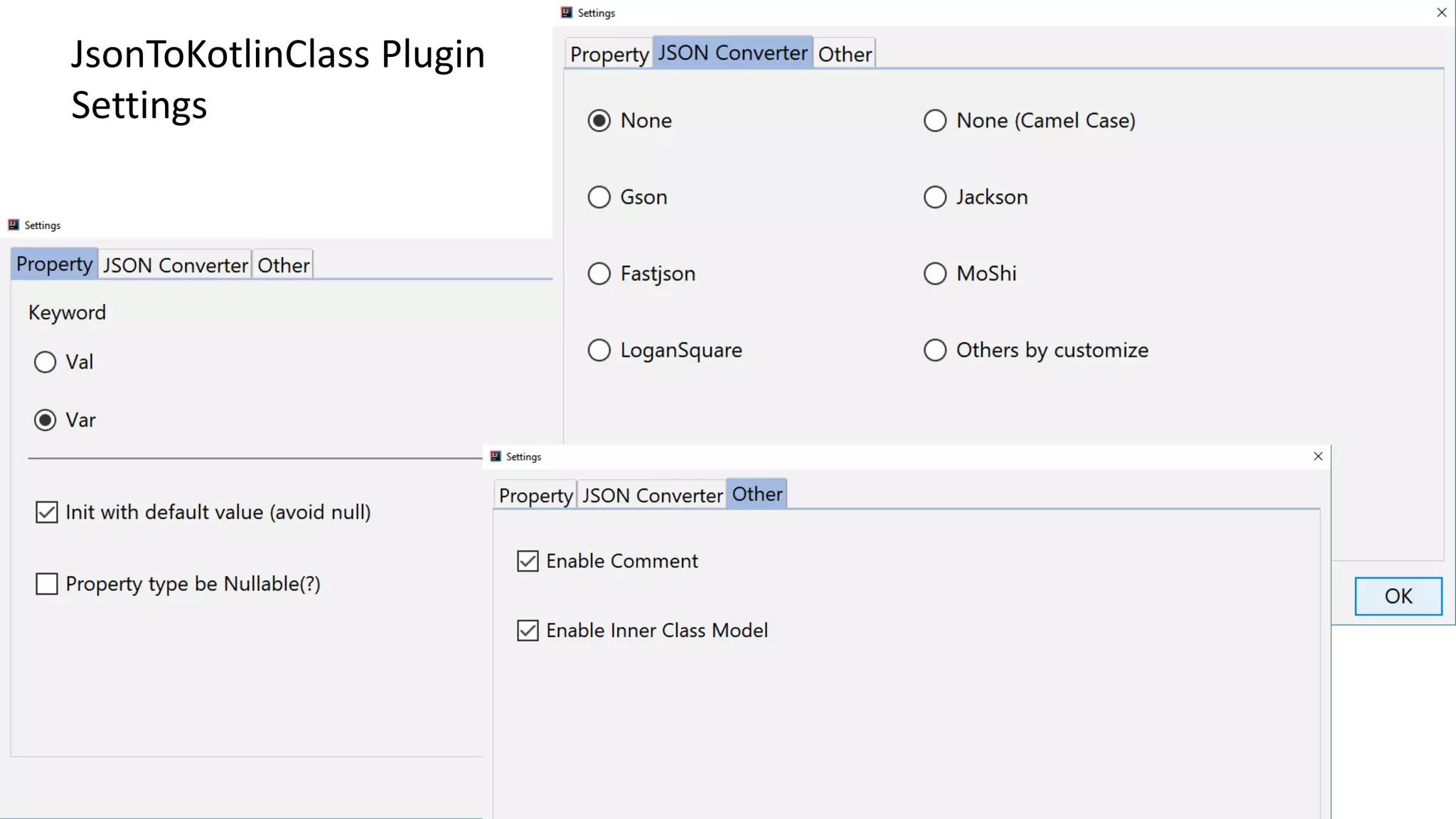 JsonToKotlinClass Plugin Settings 
