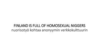 FINLAND IS FULL OF HOMOSEXUAL NIGGERS
nuorisotyö kohtaa anonyymin verkkokulttuurin
 