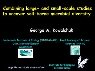 George A. Kowalchuk   Nederlands Institute of Ecology (NIOO-KNAW) Dept. Microbial Ecology Wageningen Combining large- and small-scale studies to uncover soil-borne microbial diversity  Royal Academy of Arts and Sciences (KNAW) Institute for Ecological  Sciences (IEW) 