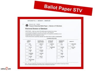 Ballot Pa
         per STV
 
