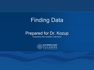 Finding Data Prepared for Dr. Kozup Presented by Dan Overfield / Linda Hauck 