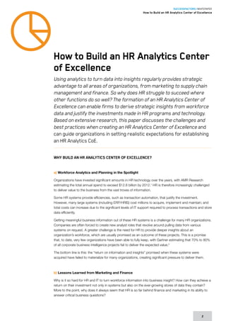 How to Build an HR Analytics Center of Excellence | PDF
