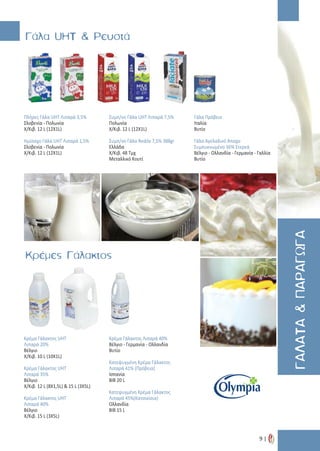 ΓΑΛΑΤΑ&ΠΑΡΑΓΩΓΑ
9 |
Γάλα UHT & Ρευστά
Κρέμα Γάλακτος UHT
Λιπαρά 20%
Βέλγιο
Χ/Κιβ. 10 L (10X1L)
Κρέμα Γάλακτος UHT
Λιπαρά 35%
Βέλγιο
Χ/Κιβ. 12 L (8X1,5L) & 15 L (3X5L)
Κρέμα Γάλακτος UHT
Λιπαρά 40%
Βέλγιο
Χ/Κιβ. 15 L (3X5L)
Κρέμα Γάλακτος Λιπαρά 40%
Βέλγιο - Γερμανία - Ολλανδία
Βυτίο
Κατεψυγμένη Κρέμα Γάλακτος
Λιπαρά 41% (Πρόβεια)
Ισπανία
BIB 20 L
Κατεψυγμένη Κρέμα Γάλακτος
Λιπαρά 45%(Κατσικίσια)
Ολλανδία
BIB 15 L
Πλήρες Γάλα UHT Λιπαρά 3,5%
Σλοβενία - Πολωνία
Χ/Κιβ. 12 L (12X1L)
Ημίπαχo Γάλα UHT Λιπαρά 1,5%
Σλοβενία - Πολωνία
Χ/Κιβ. 12 L (12X1L)
Συμπ/νο Γάλα UHT Λιπαρά 7,5%
Πολωνία
Χ/Κιβ. 12 L (12X1L)
Συμπ/νο Γάλα Redda 7,5% 388gr
Ελλάδα
Χ/Κιβ. 48 Τμχ
Μεταλλικό Κουτί
Γάλα Πρόβειο
Ιταλία
Βυτίο
Γάλα Αγελαδινό Άπαχο
Συμπυκνωμένο 36% Στερεά
Βέλγιο - Ολλανδία - Γερμανία - Γαλλία
Βυτίο
Κρέμες Γάλακτος
 