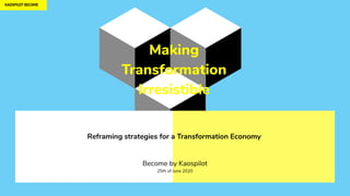 Making
Transformation
Irresistible
Reframing strategies for a Transformation Economy
Become by Kaospilot
25th of June 2020
KAOSPILOT BECOME
 