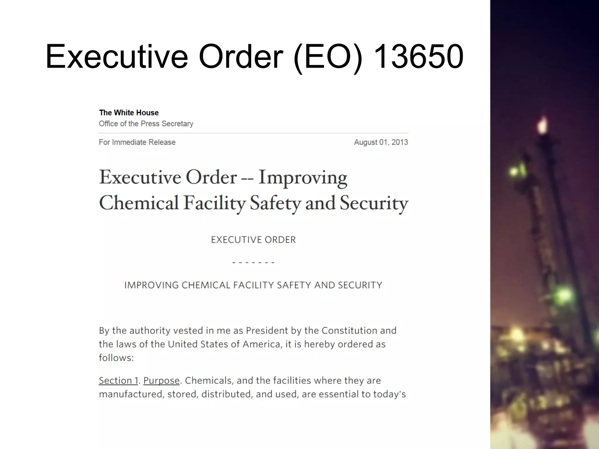 Executive Order (EO) 13650
 