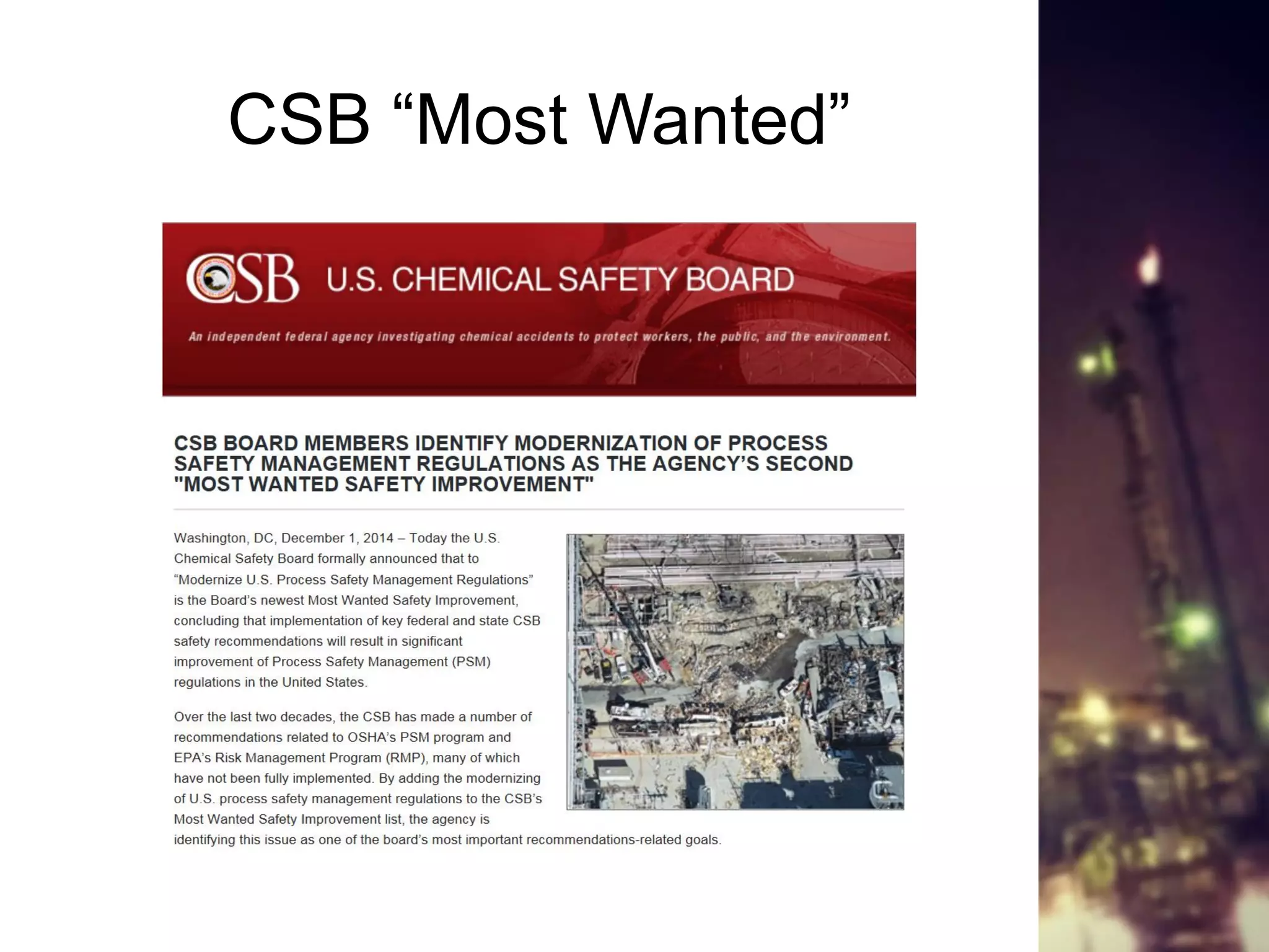 CSB “Most Wanted”
 