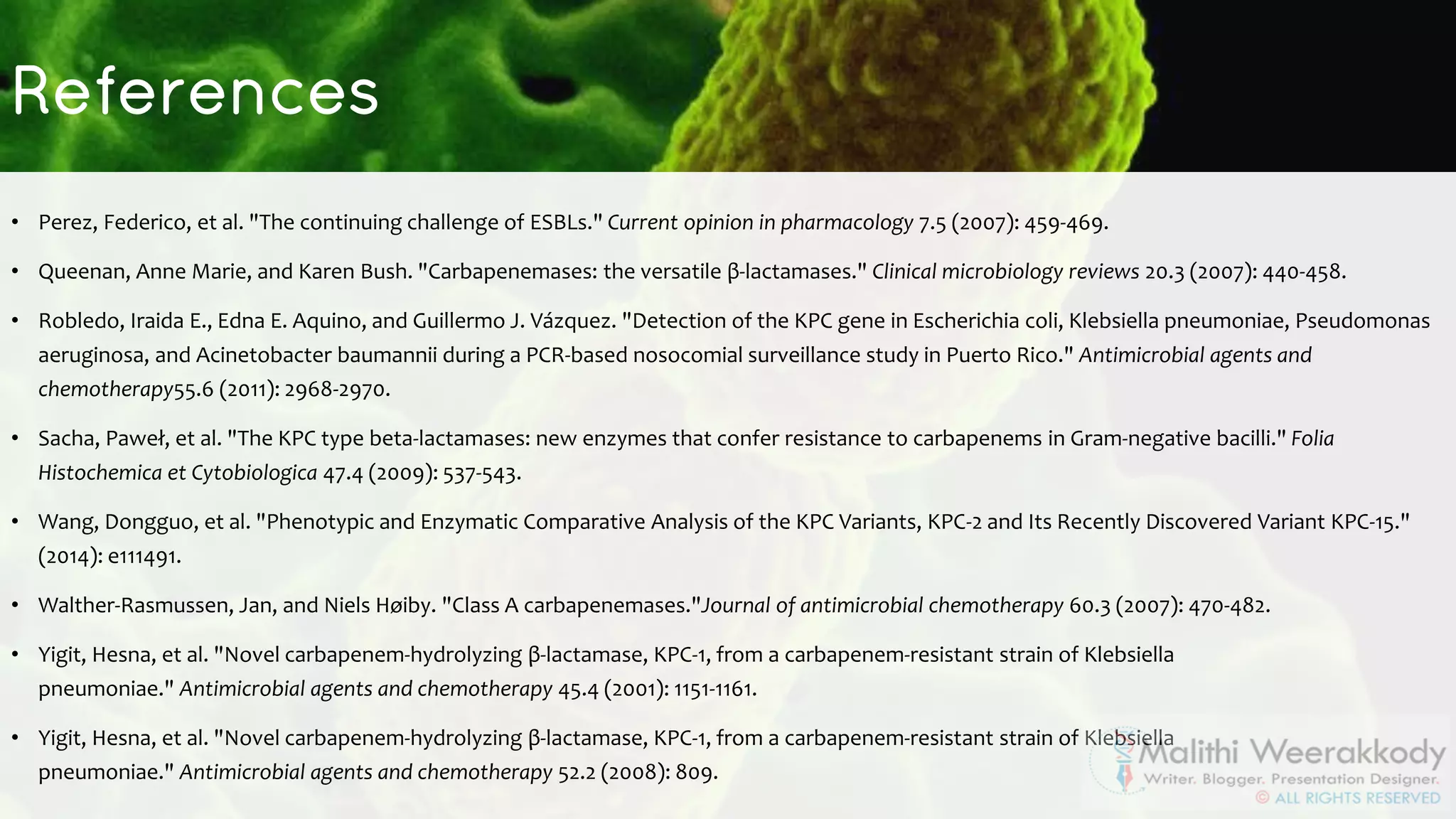 KPC (Klebsiella pneumoniae carbapenamases) | PDF